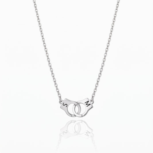 mini handcuff necklace double initials