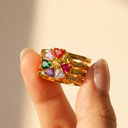 Personalized Family Birthstone Ring with Names photo 7