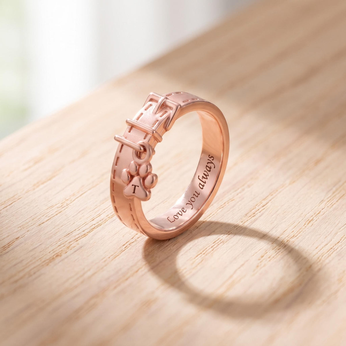Individuell gravierter Halsbandring für Haustiere mit Initialenanhänger