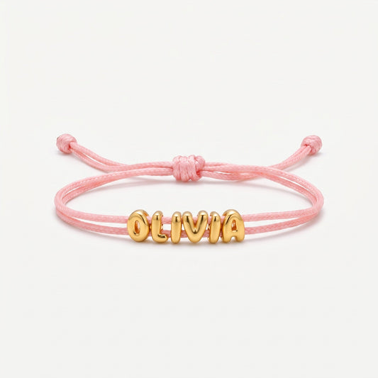 personalized 3d bubble letter cord bracelet