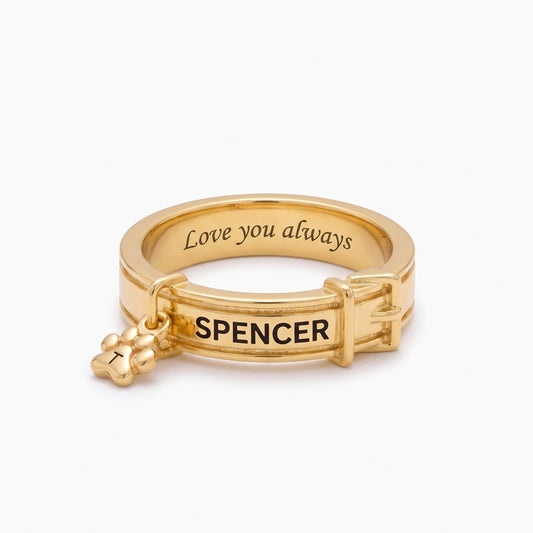 custom engraved pet collar ring initial charm