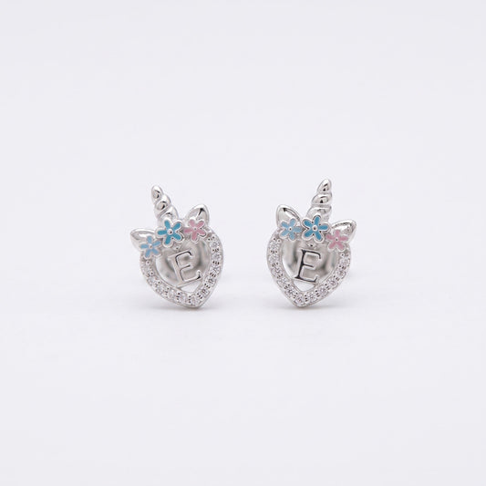 unicorn earrings custom initial