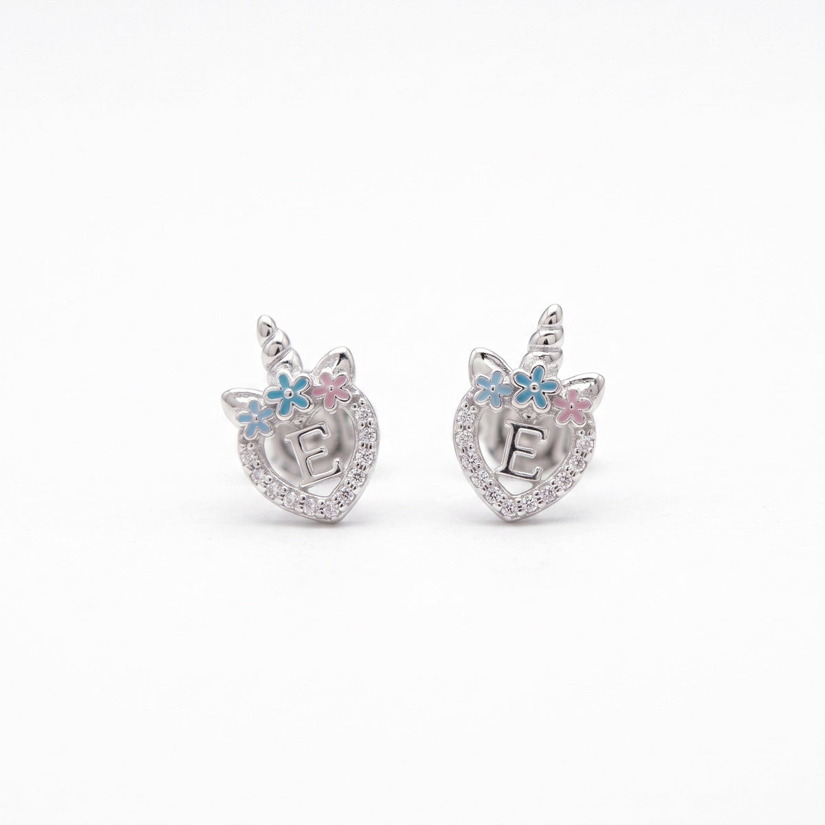unicorn earrings custom initial