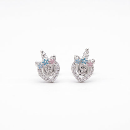 unicorn earrings custom initial