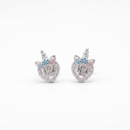 unicorn earrings custom initial