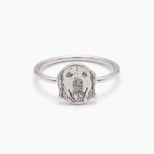 pet portrait ring with photo engraving