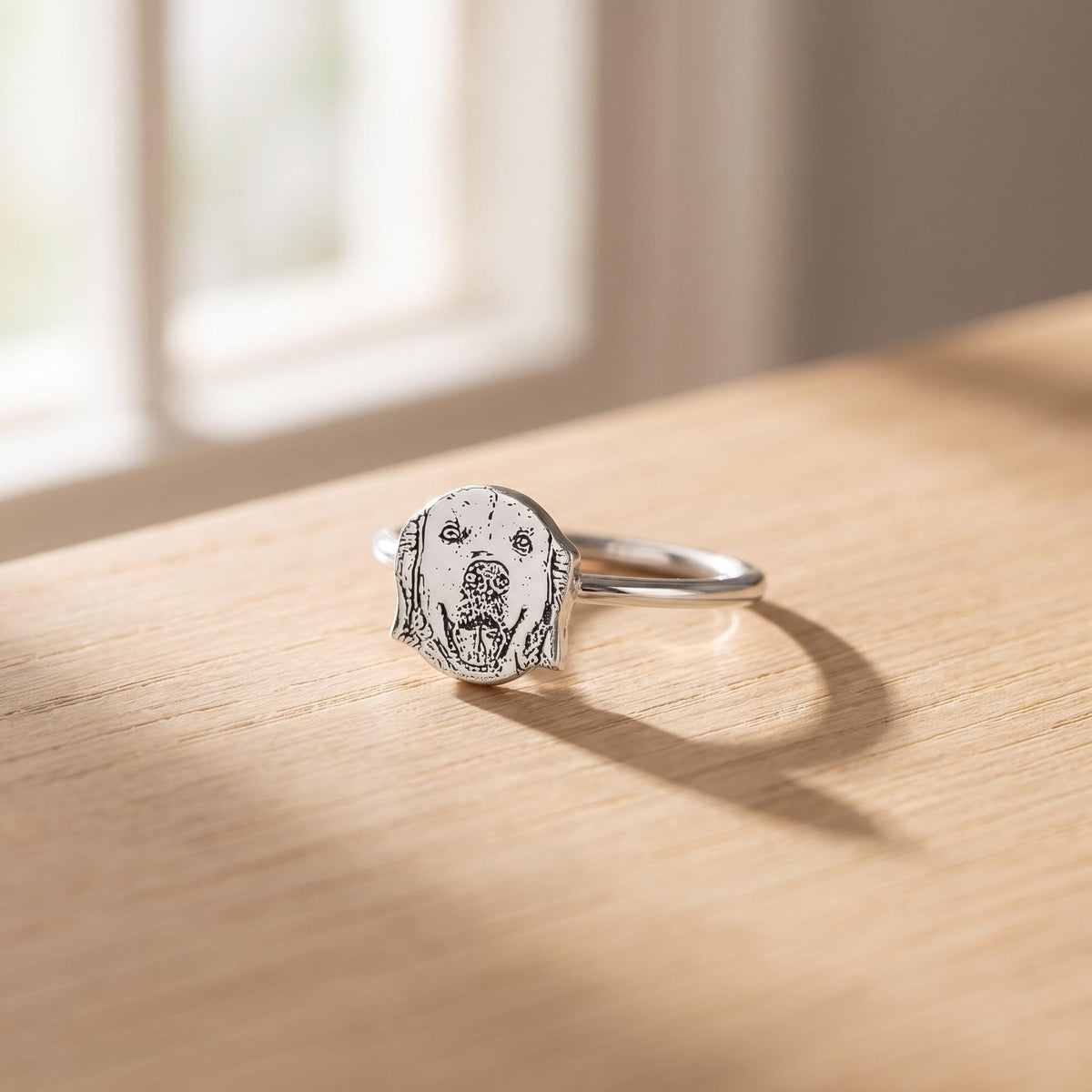 Bague portrait d'animal de compagnie, bague personnalisée avec photo gravée de chien ou de chat, bijou commémoratif personnalisé, cadeau pour maman de chien, amoureux des chats ou propriétaire d'animal