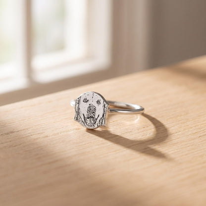 Bague portrait d'animal de compagnie, bague personnalisée avec photo gravée de chien ou de chat, bijou commémoratif personnalisé, cadeau pour maman de chien, amoureux des chats ou propriétaire d'animal