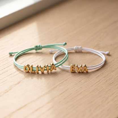Bubble Letter Name Cord Bracelet