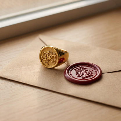 Mens Signet Ring with Family Crest