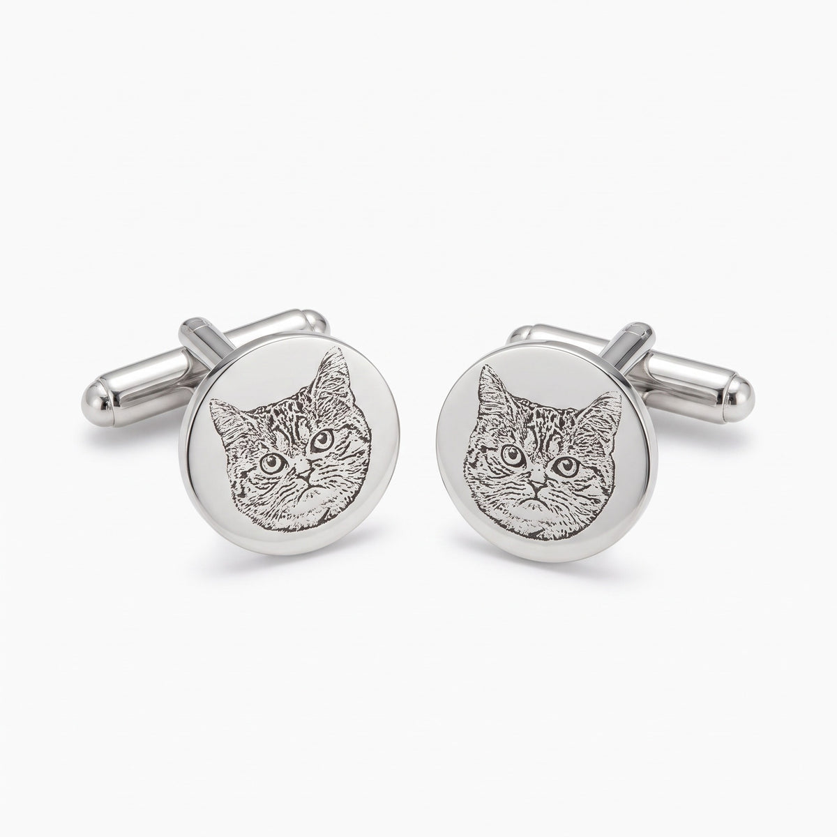 platinum plated sterling silver custom pet portrait cufflinks