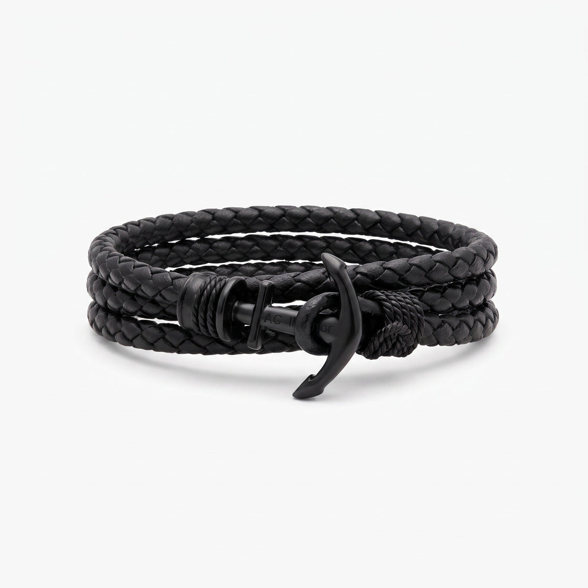 custom name braided leather anchor leather bracelet for men