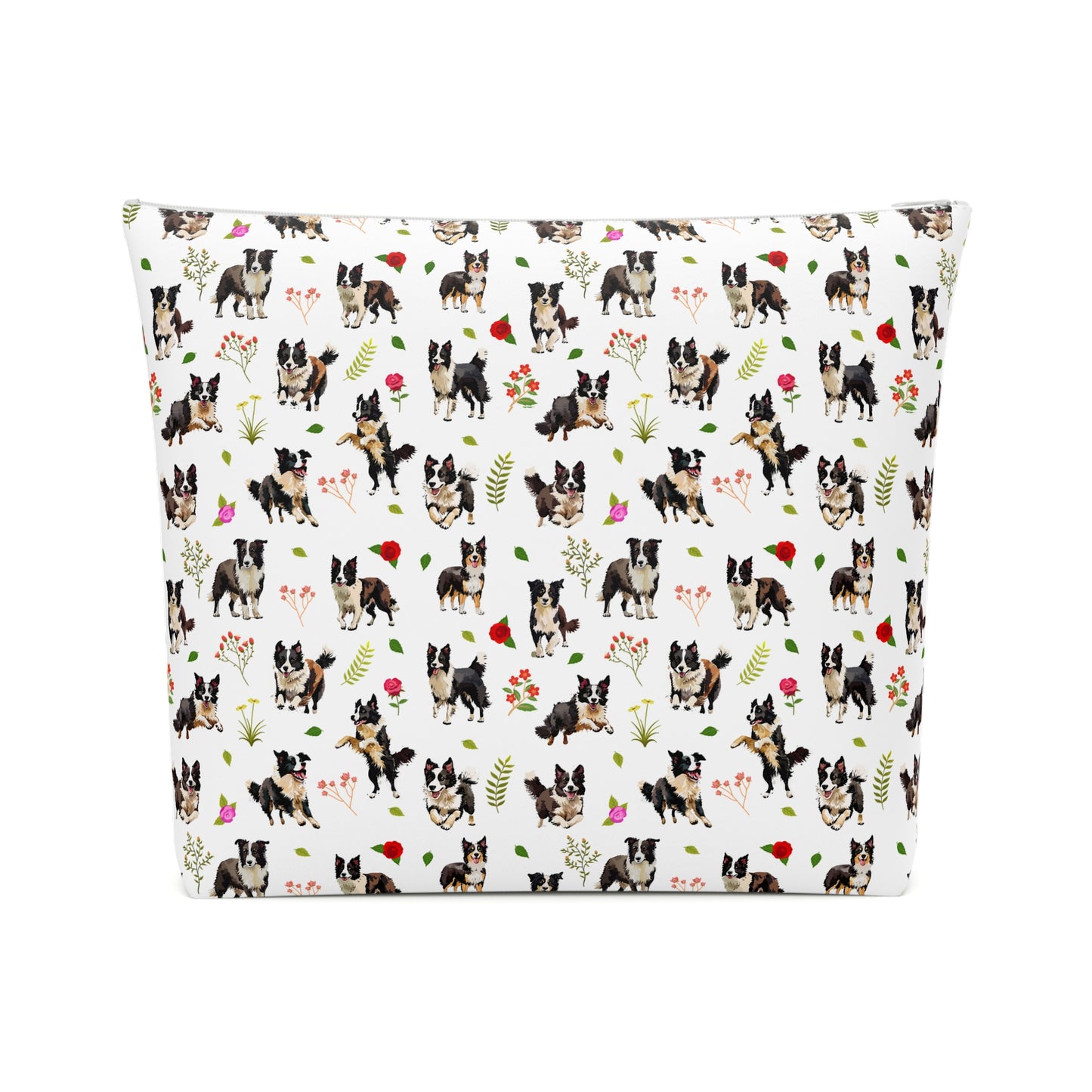 Border Collie Print Cotton Cosmetic Bag/Makeup Travel Pouch