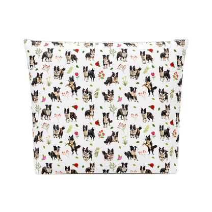 Border Collie Print Cotton Cosmetic Bag/Makeup Travel Pouch