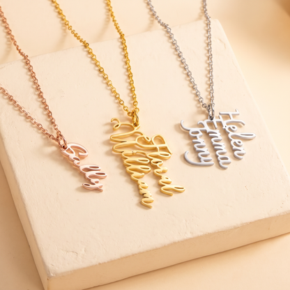 Personalized Family Names Necklace with Custom Name Charms