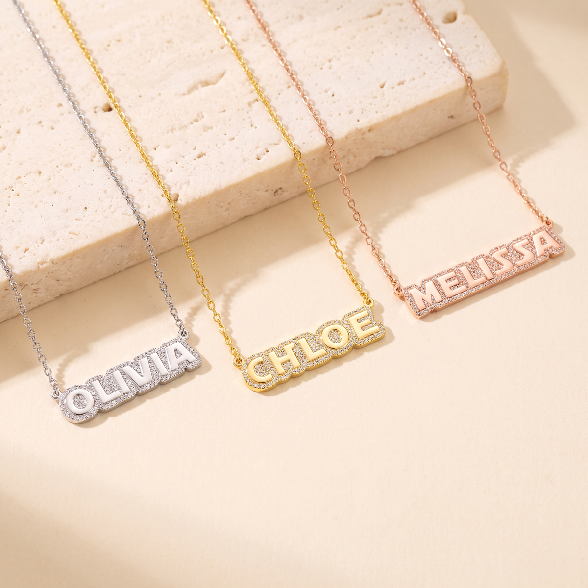 Personalized Name Necklace with Zirconia Detailing