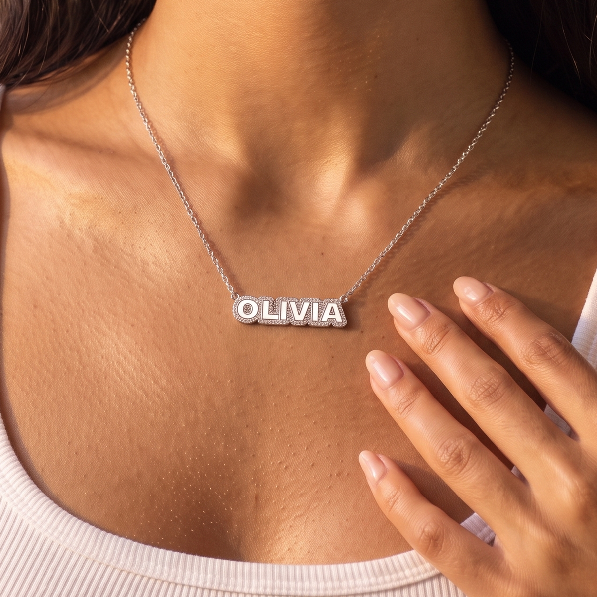 Personalized Name Necklace with Zirconia Detailing