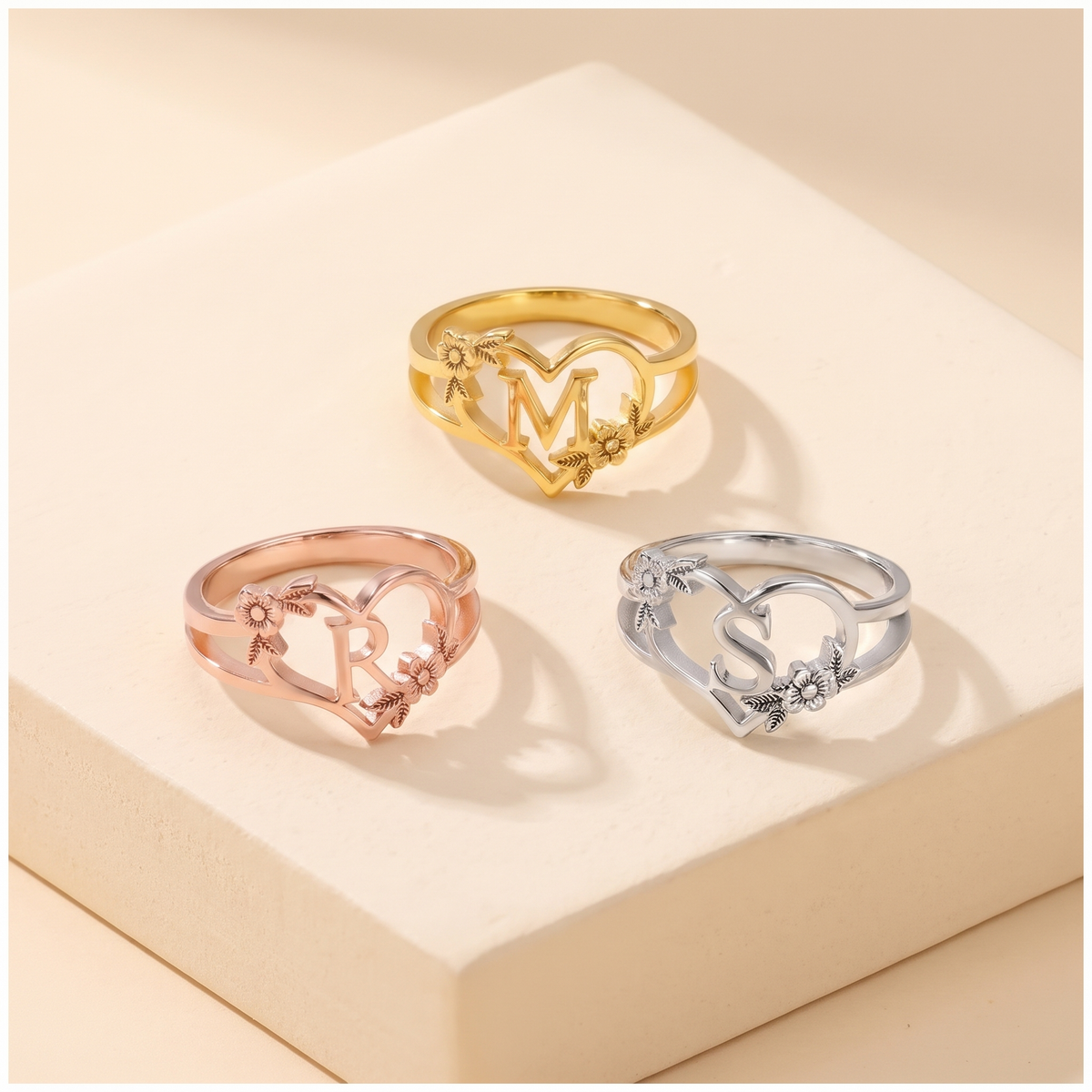 Custom Initial Heart Ring