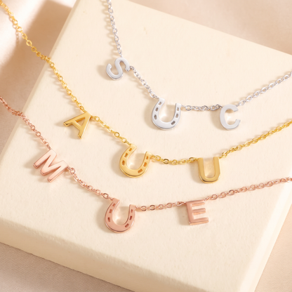 Personalized Horseshoe Necklace with Two Initials