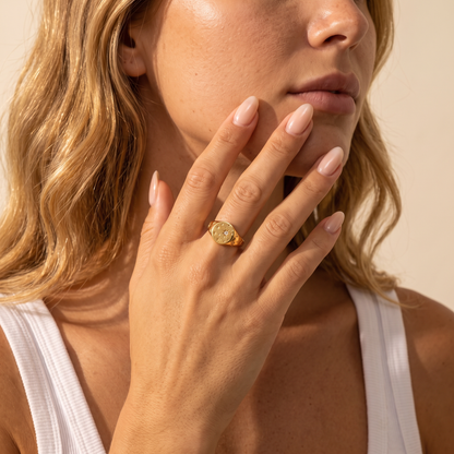 Orion Star Engraved Ring with Personalized Birthstone