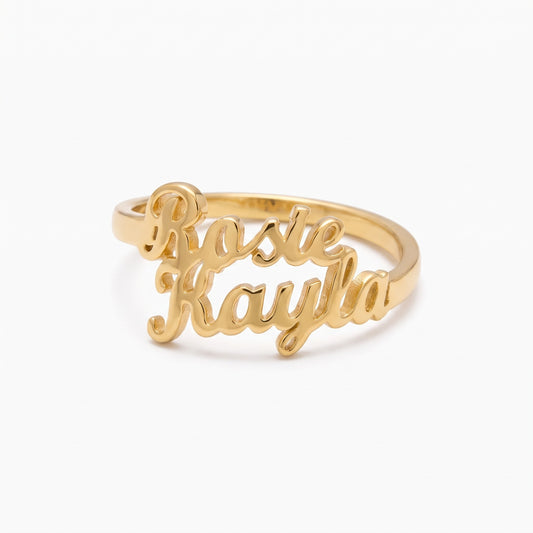 personalized double name ring
