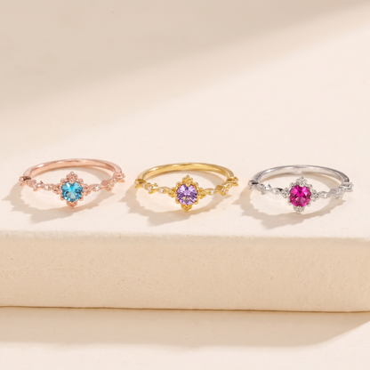 Personalized Dainty Birthstone Ring