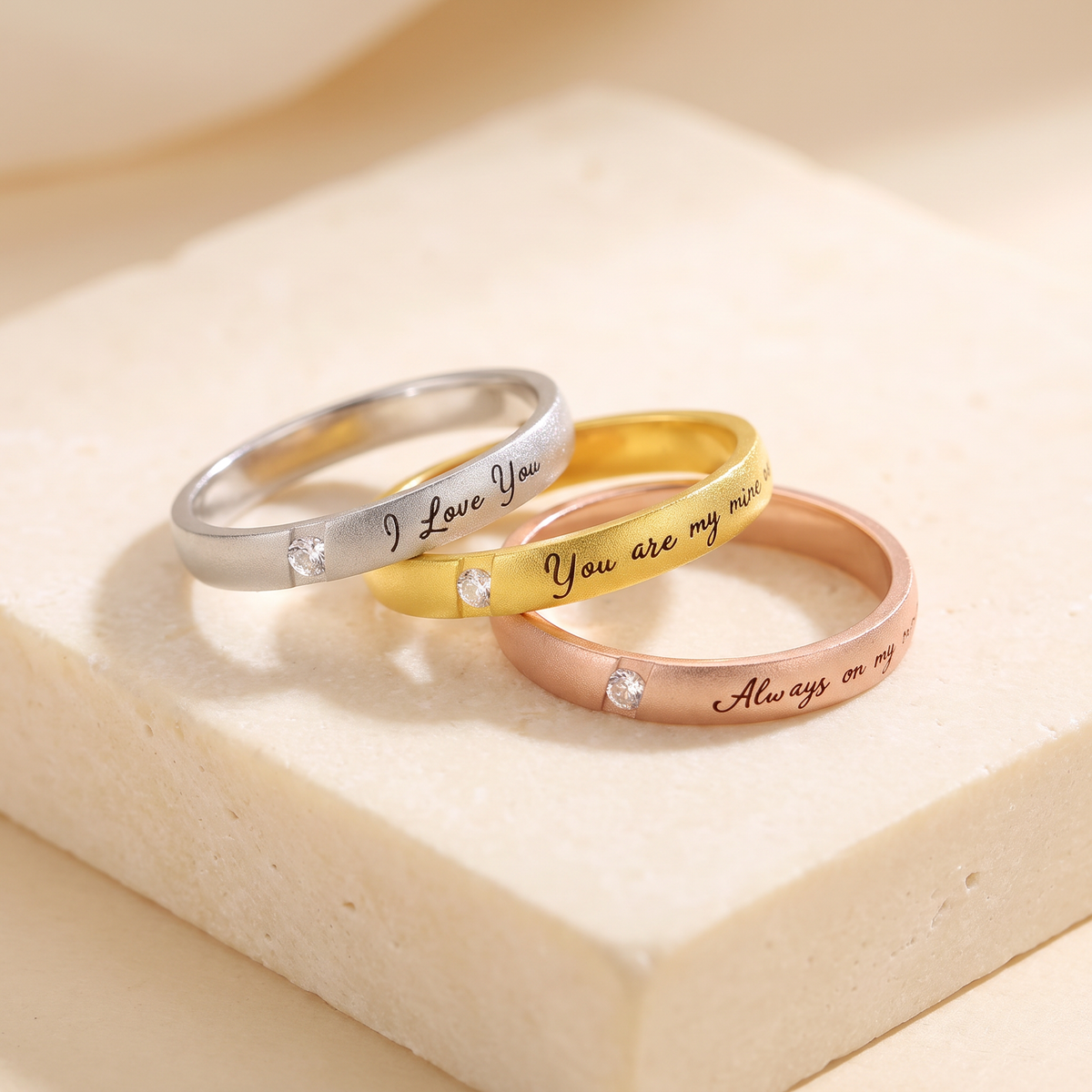 Set of 2 Personalized Wedding Rings