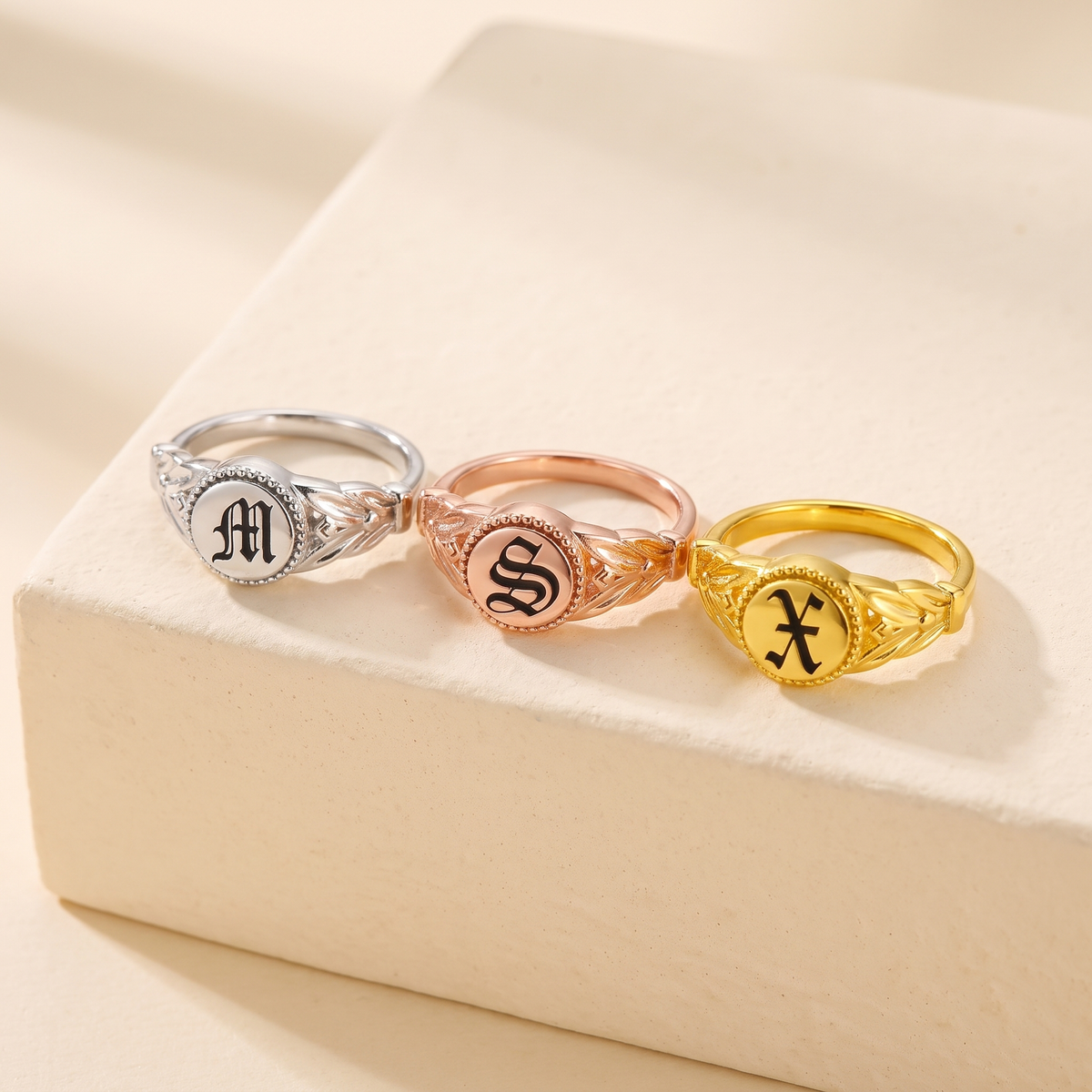 Custom Initial Delicate Signet Ring