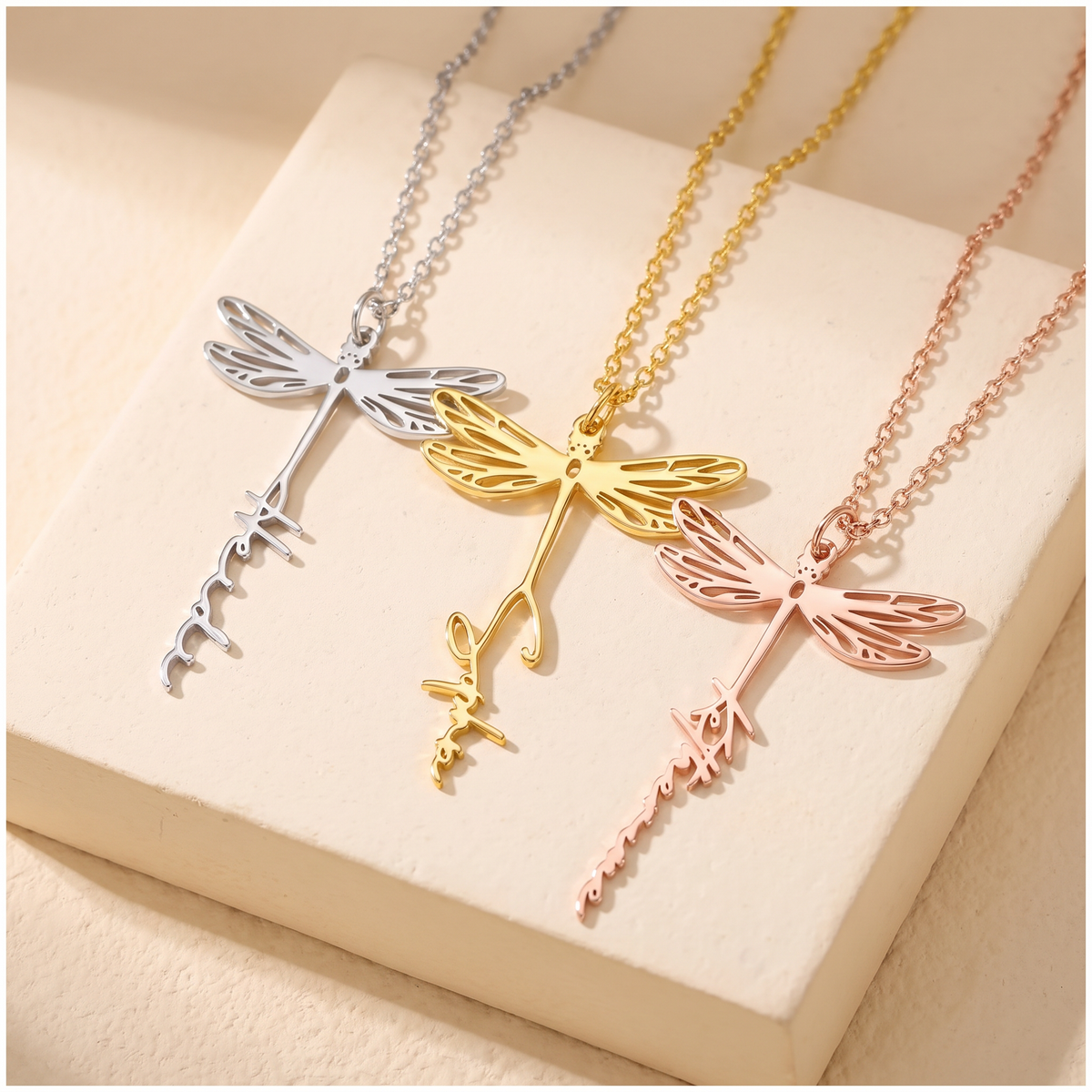 Custom Name Dragonfly Necklace