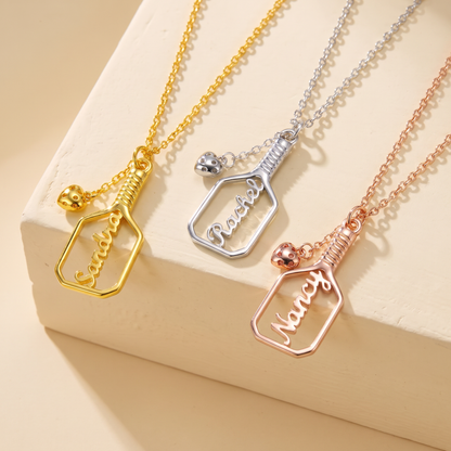 Personalized Pickleball Paddle Necklace & 3D Heart Ball