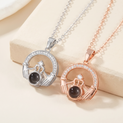 Personalized Claddagh Photo Projection Necklace