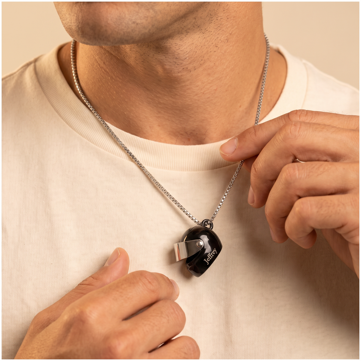 Custom Engraved Motorcycle Helmet Necklace