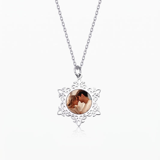 custom photo snowflake necklace