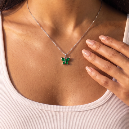 Personalized Tiny Butterfly Birthstone Necklace