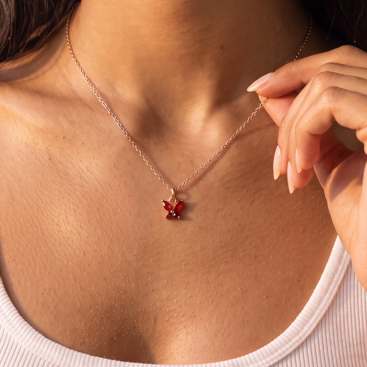 Personalized Tiny Butterfly Birthstone Necklace