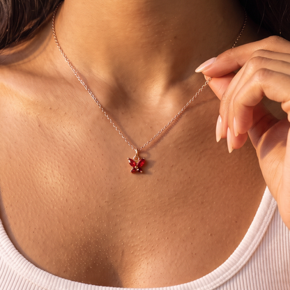 Personalized Tiny Butterfly Birthstone Necklace