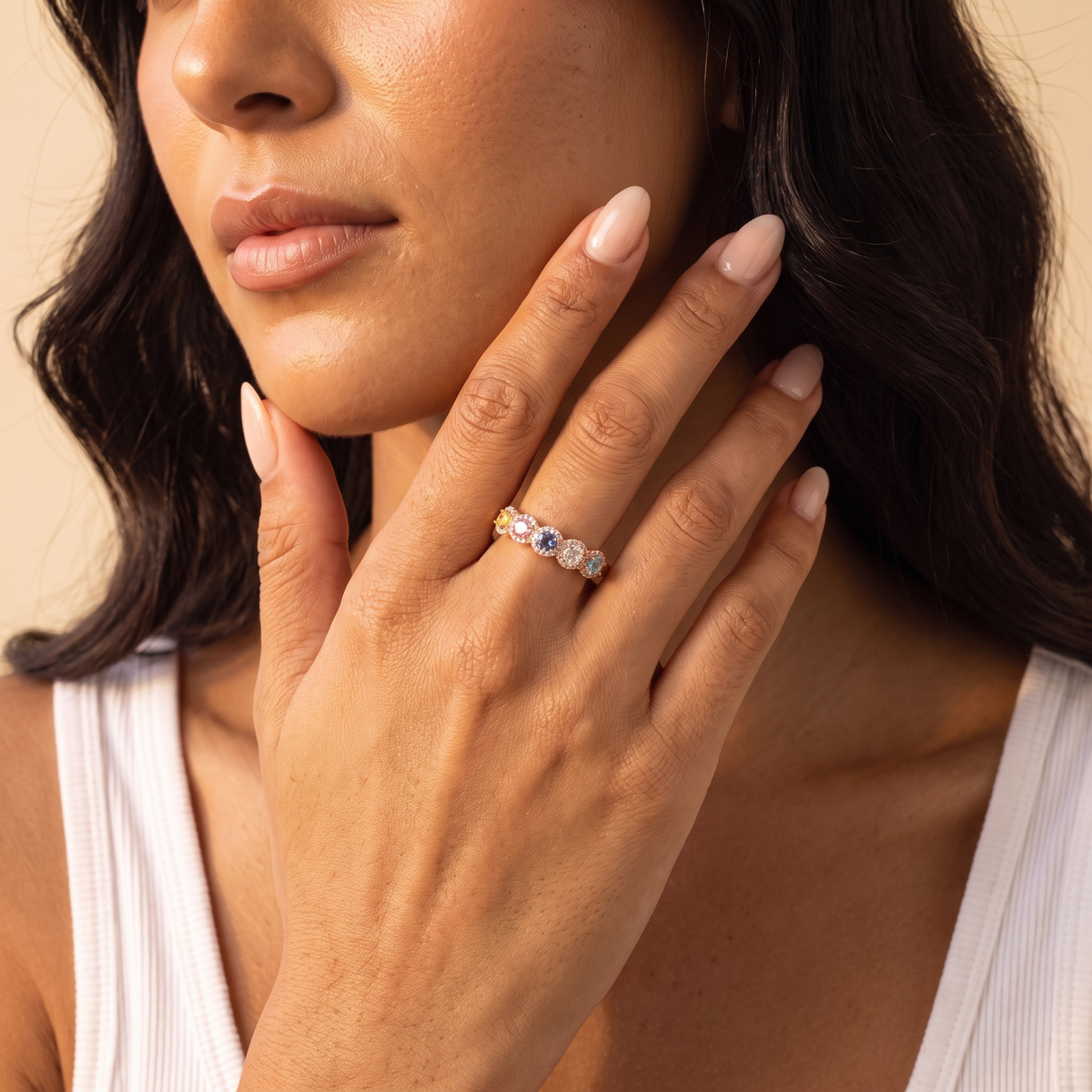 Custom Family Birthstone Ring with Zircons