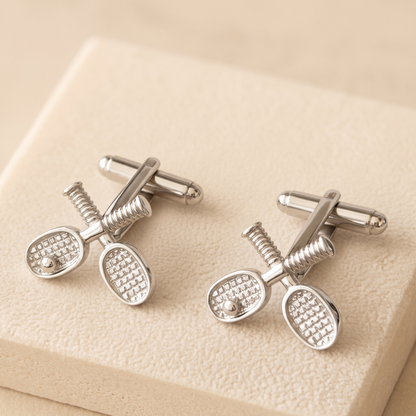 Pickleball Paddle Silver Cufflinks