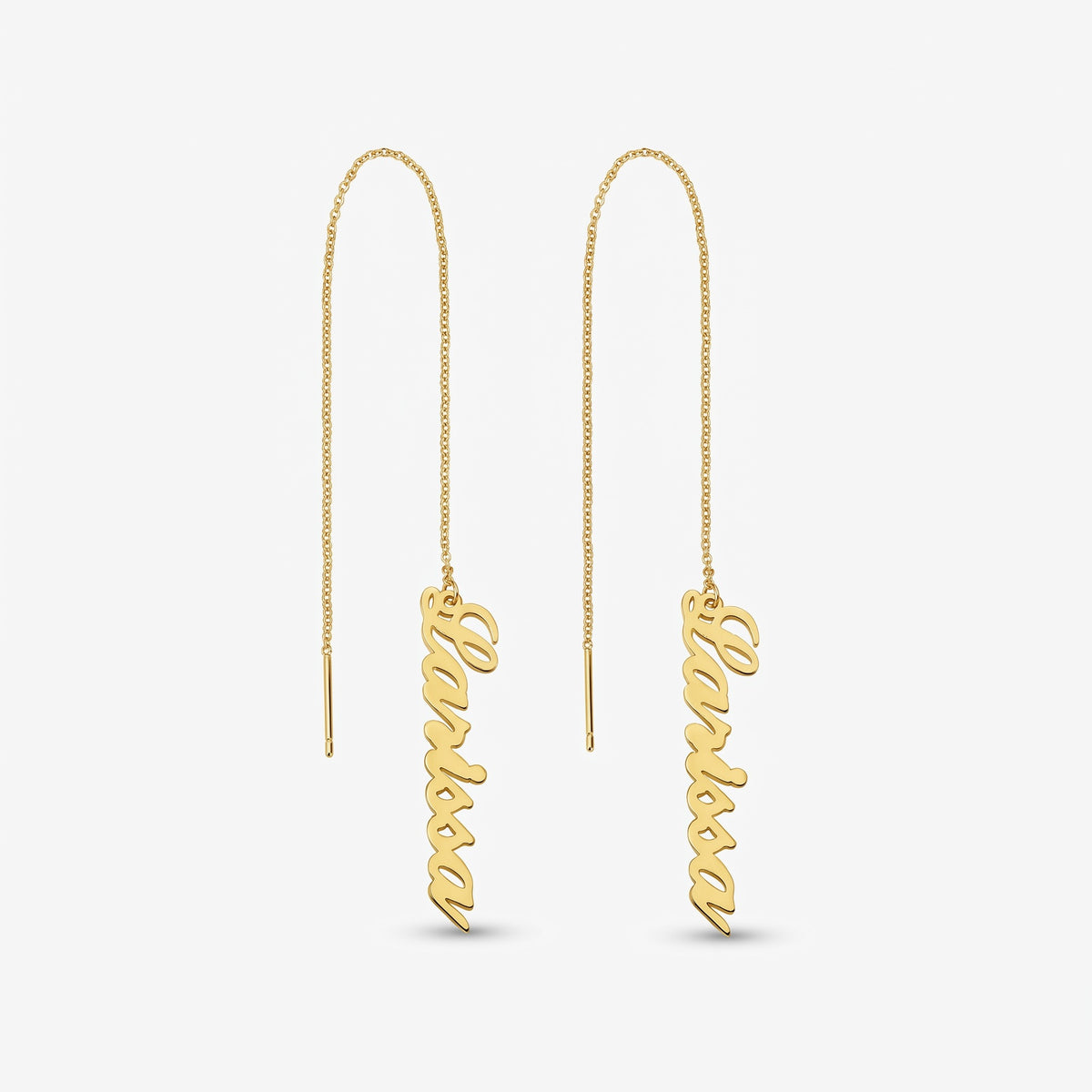 custom drop earrings with vertical name