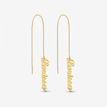 custom drop earrings with vertical name