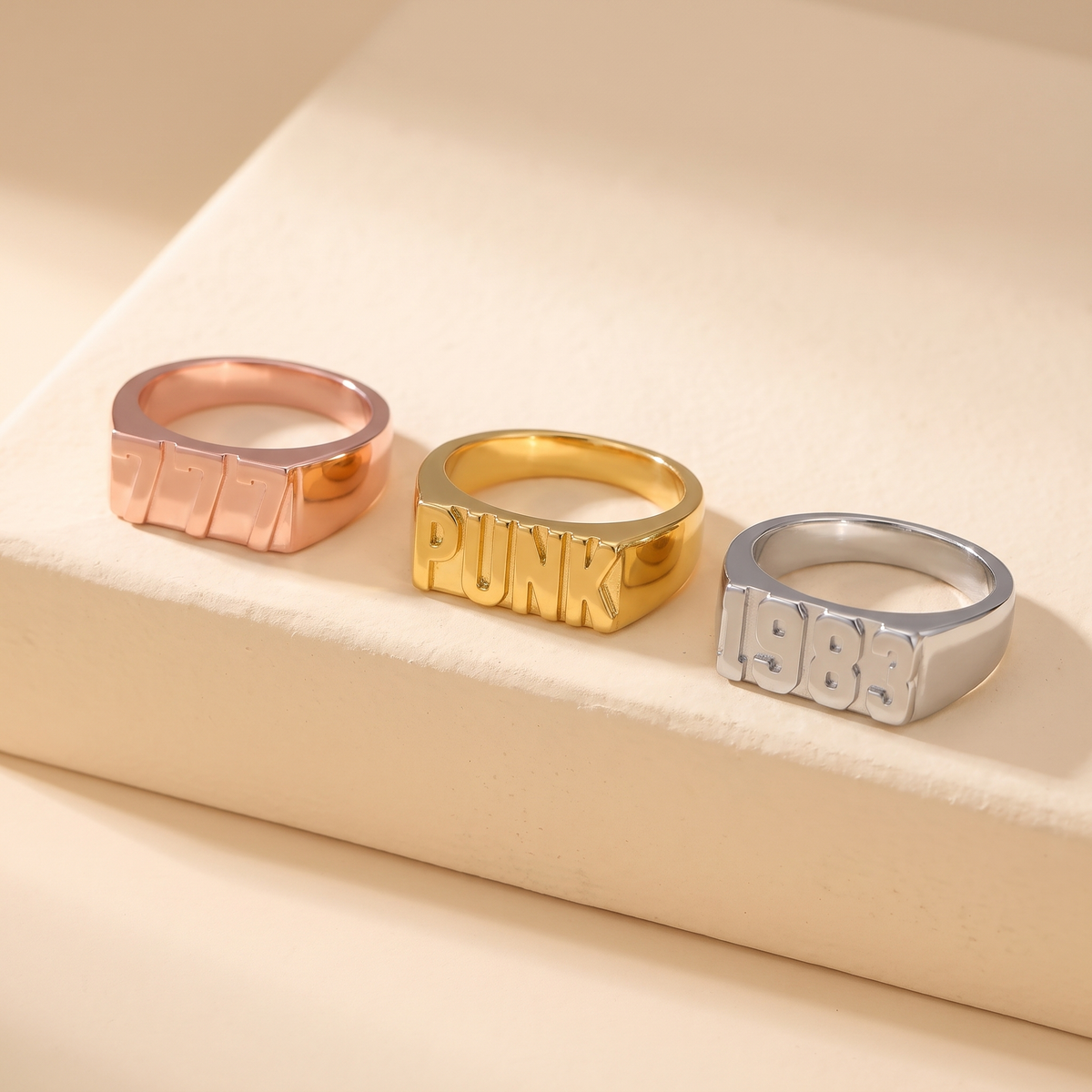 Custom Signet Ring with Name, Angel Number or Year