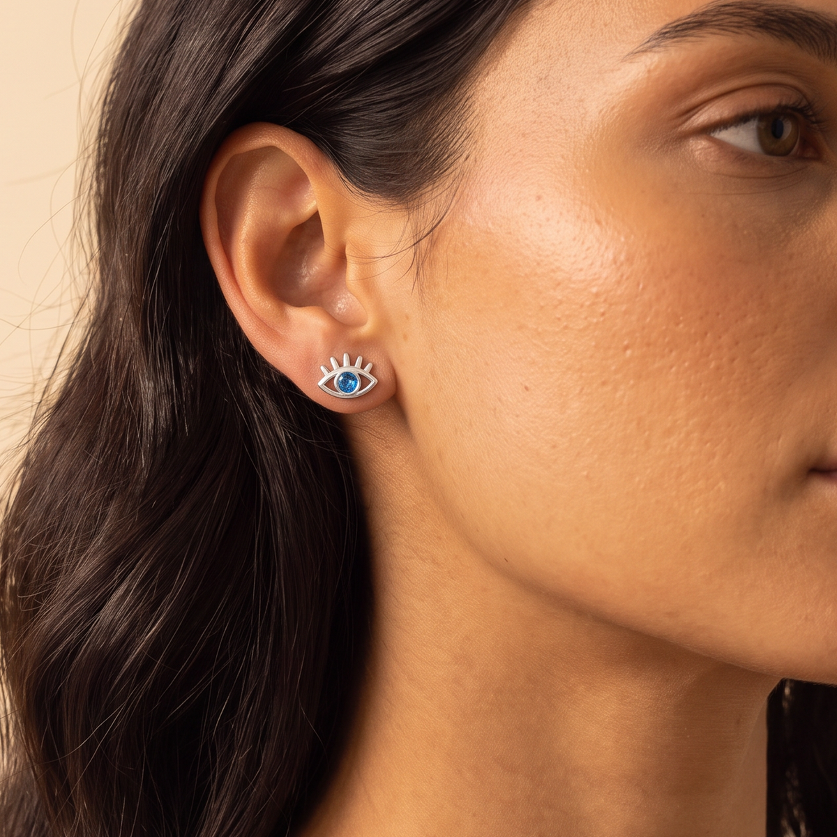 Personalized Birthstone Evil Eye Stud Earrings