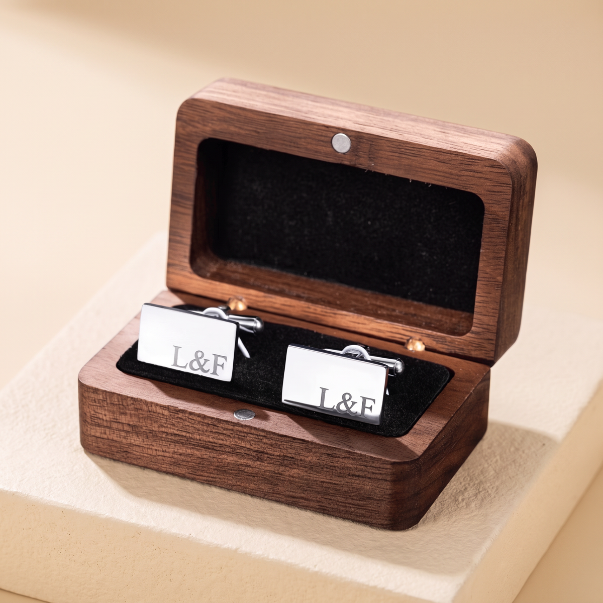 Custom Engraved Cufflinks for Groomsmen, Sterling Silver Cufflinks