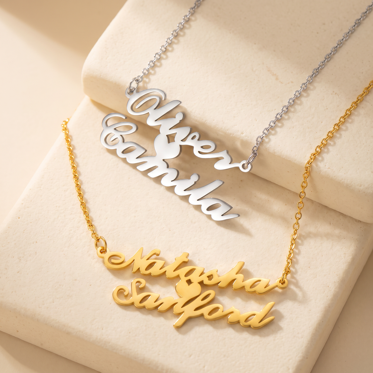Personalized Double Layer Names Necklace