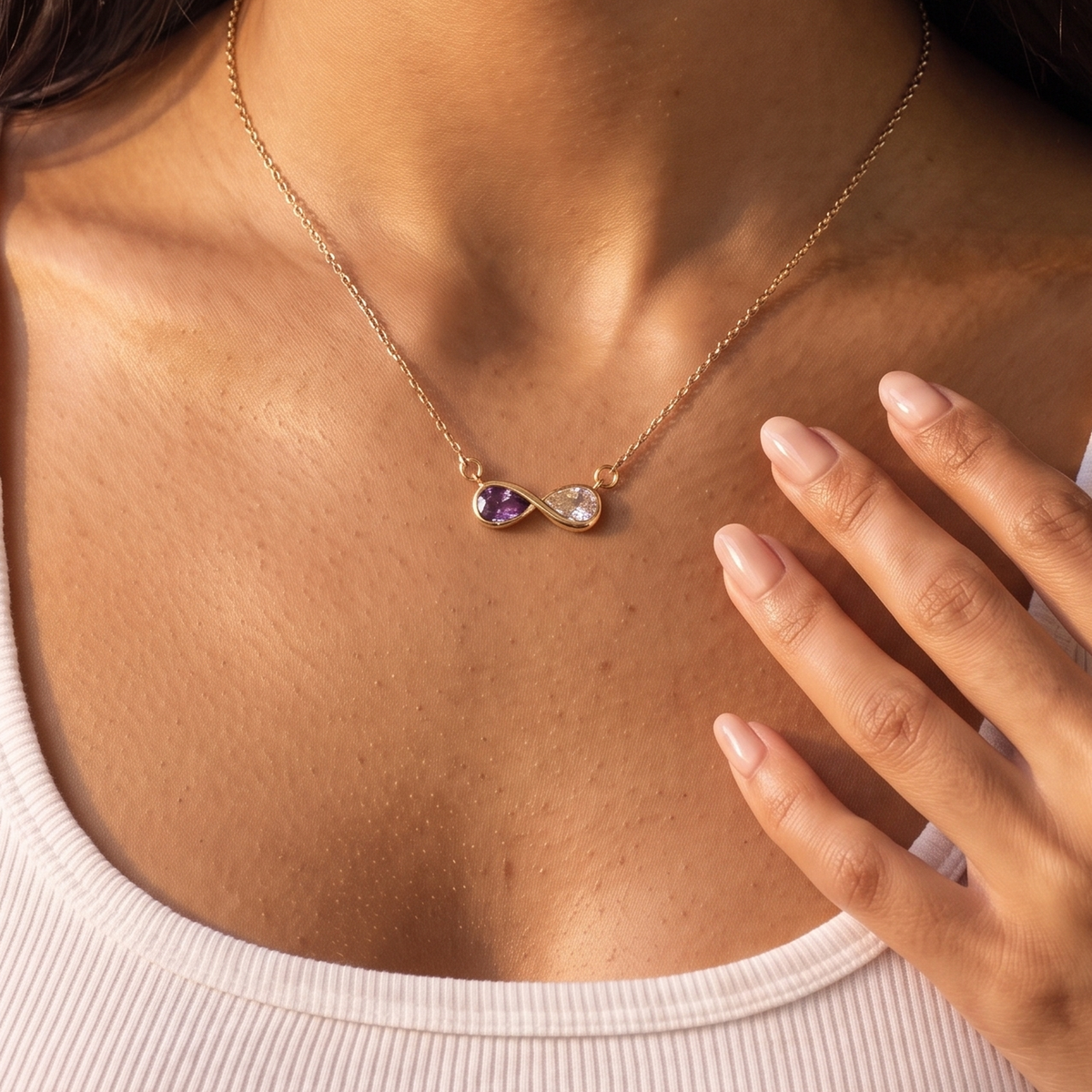 Infinity Birthstone Necklace for Mom, Mother Daughter Necklace