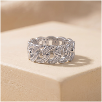 Diamante Cuban Link Chain Ring