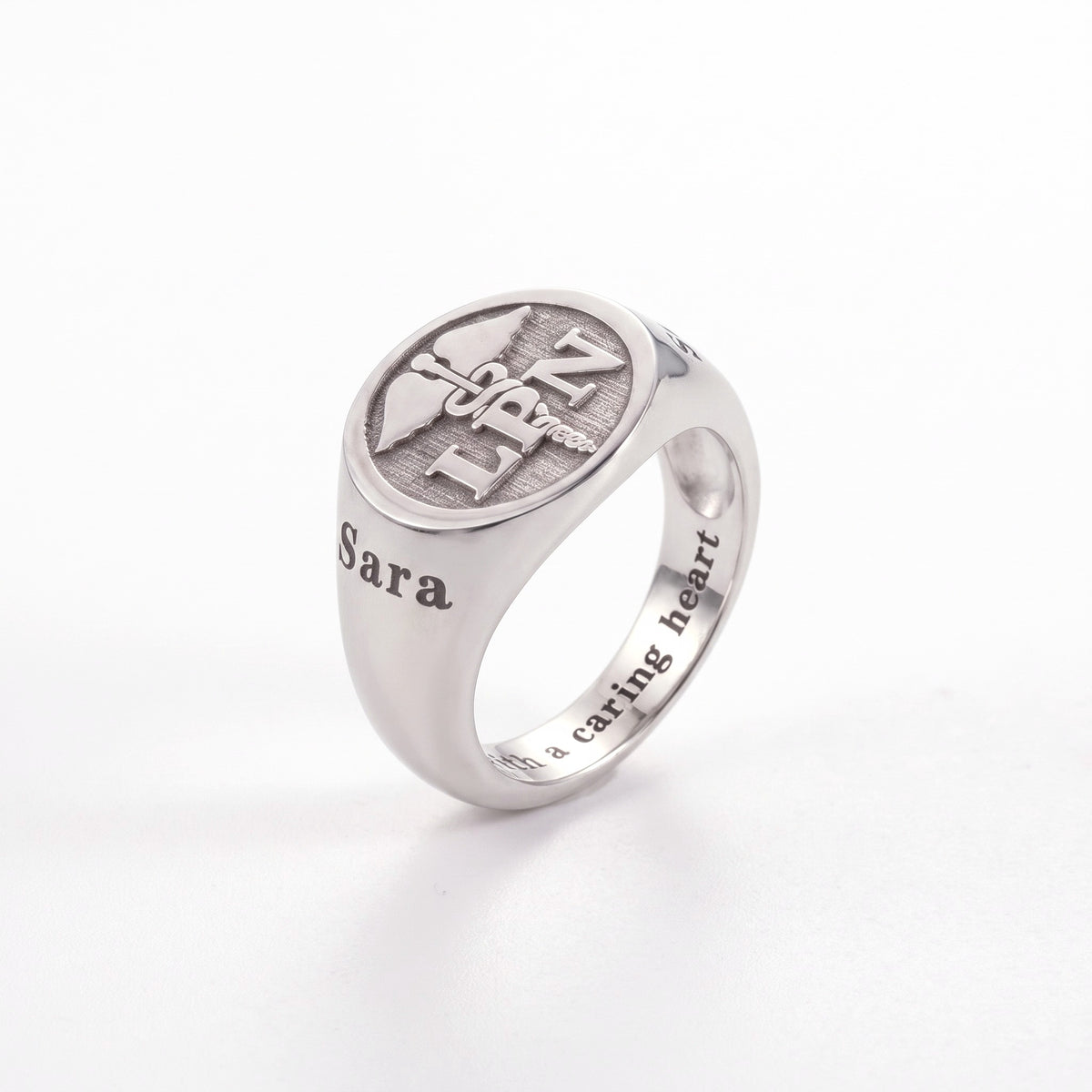 custom caduceus medical ring personalized doctor or nurse signet ring