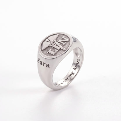 custom caduceus medical ring personalized doctor or nurse signet ring