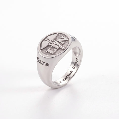 Custom Caduceus Medical Ring, Personalized Doctor or Nurse Signet Ring