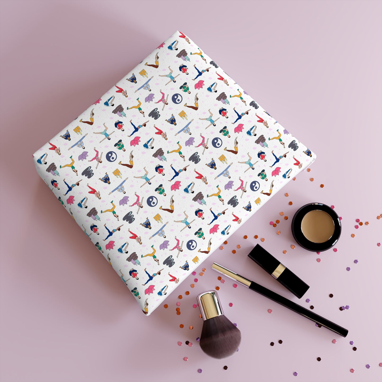 Yoga Print Cotton Cosmetic Bag/Makeup Organizer & Travel Pouch